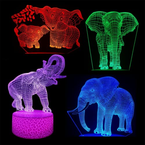 Elephant Night Light: 3D Lamp with Multiple Lighting Modes