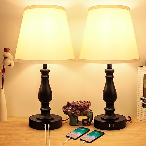 Touch Lamp Set of 2 with USB Ports, 3 Way Dimmable