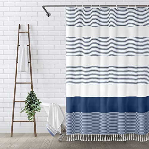 Awellife Navy Blue Shower Curtain