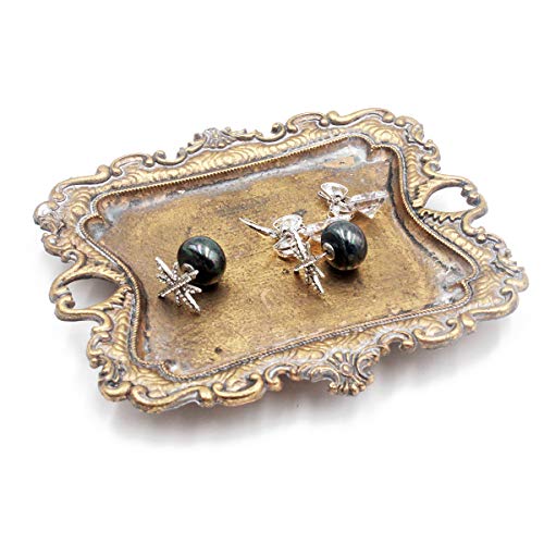 Antique Trinket Dish Vintage Gold Jewelry Tray