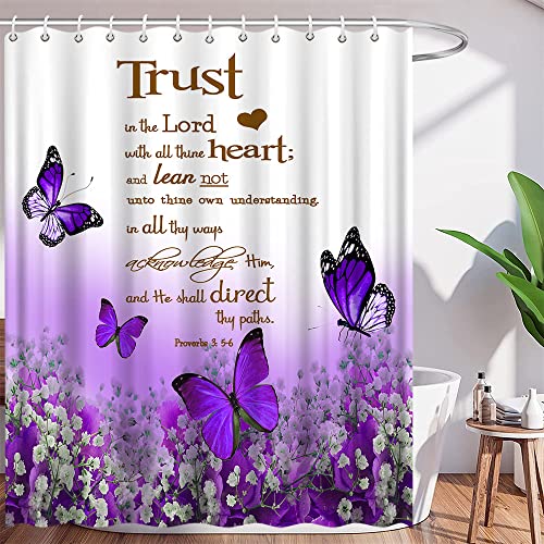 Inspirational Quote Trust in The Lord Shower Curtain