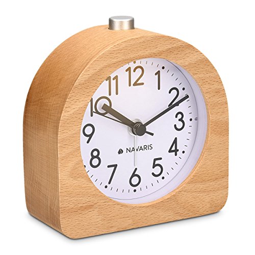 Navaris Wood Analog Alarm Clock