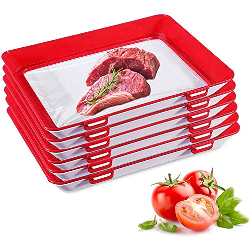  MOJUN Food preservation tray, Stackable and Reusable Food  Storage Trays Save Space and Keep Food Fresh, for meats Vegetable Fruit, 6  Pack: Home & Kitchen