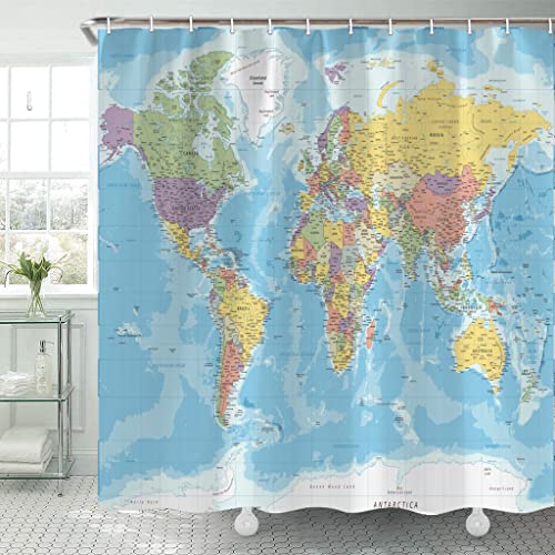 TOMOZ World Map Shower Curtain