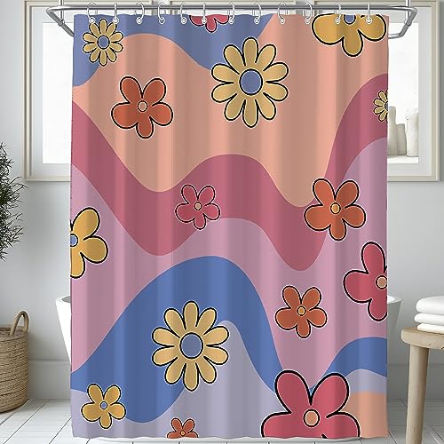 Visioun Retro Floral Daisy Vintage Shower Curtain