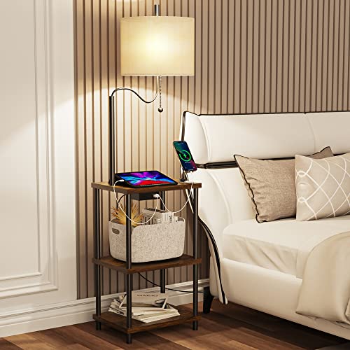 WEITERS Floor Lamp End Table with Charging Station