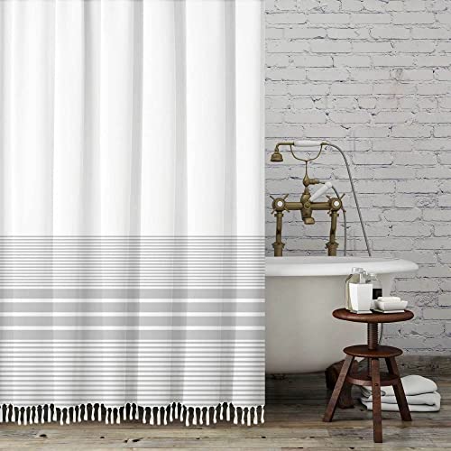 GiuMsi Gray and White Stripe Shower Curtain