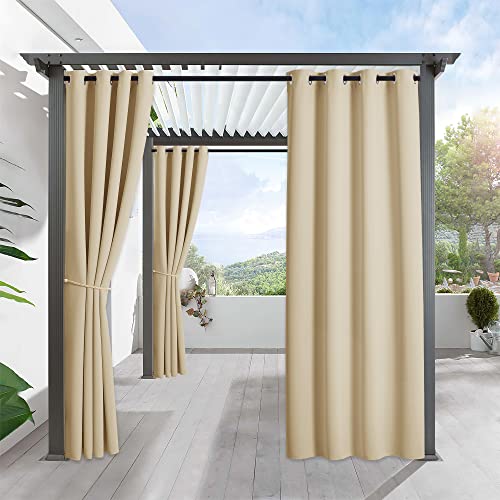 RYB HOME Outdoor Curtains - Blackout Waterproof for Patio