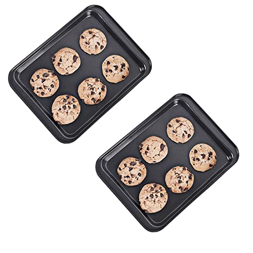 HYTK 2 Small Baking Sheets - Mini Cookie Tray Toaster Oven Pan