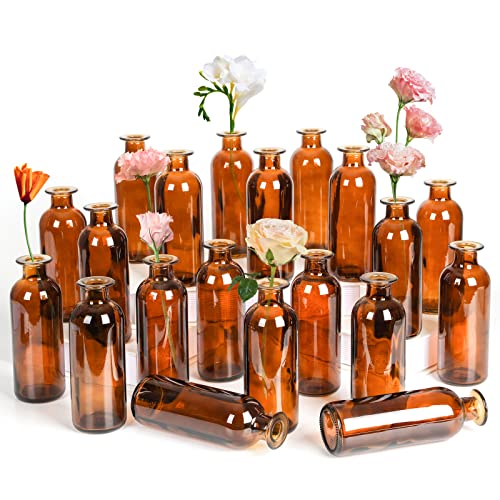 Decorative Amber Bottles for Table Centerpiece