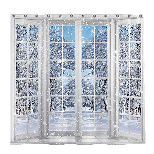 Winter French Window Shower Curtain Set