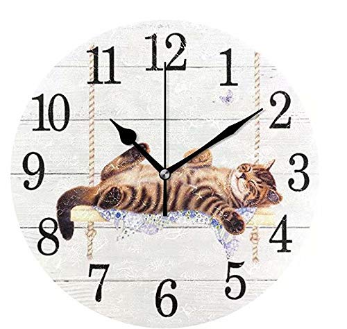 Cat on Swing Wall Clock