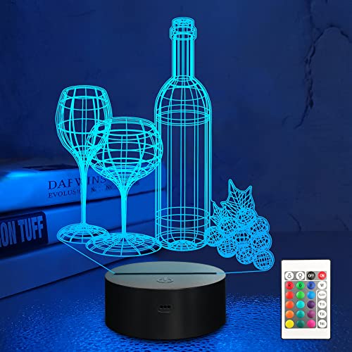 3D Wine Cup Bottle Night Lights Lamp