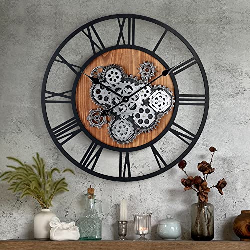 Wooden Real Moving Gears Wall Clock