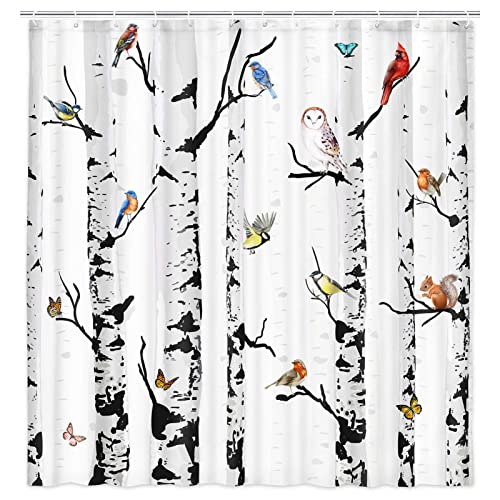 Winter Bird Fabric Shower Curtain
