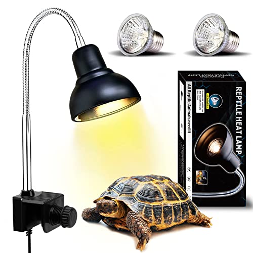 PewinGo Reptile Heat Lamp with 2 Heat Bulbs and 360° Rotating Clip