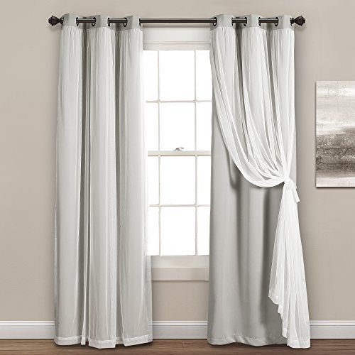 Sheer Grommet Curtains Panel with Insulated Blackout Lining