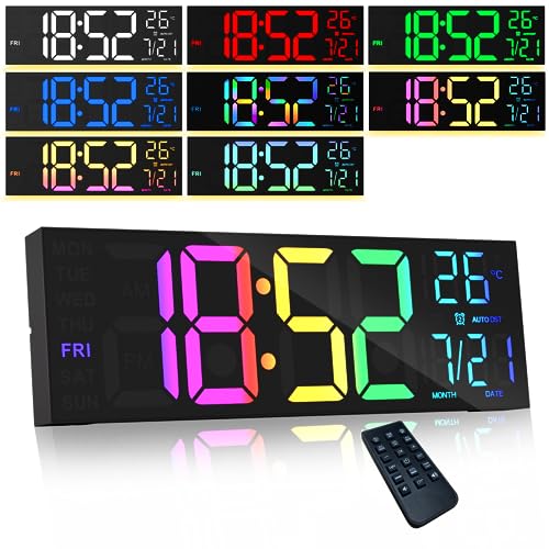 16.2" Digital Wall Clock with Color Changing Display