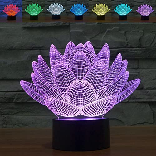 3D Lotus Optical Illusion Night Light