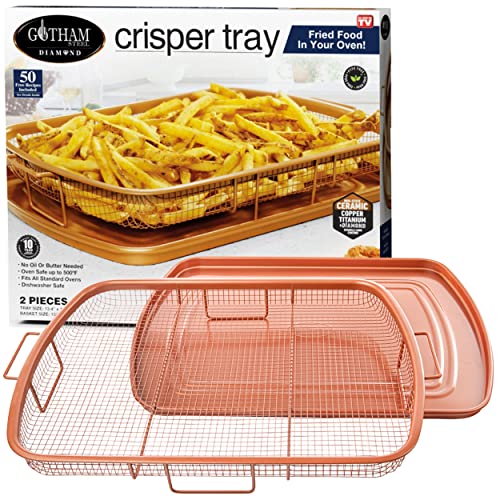 Gotham Steel Crisper Tray, Nonstick Copper Crisper Tray and Basket