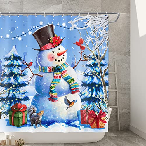 Snowman Christmas Shower Curtain