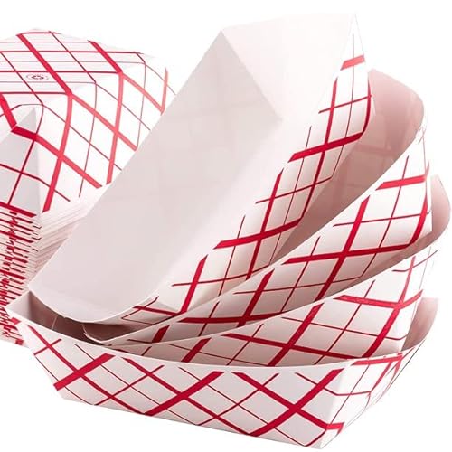 Red Checker Paper Hot Dog Trays- Pack of 100ct