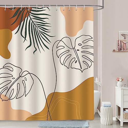Boho Brown Shower Curtain - Abstract Mid Century Modern Design