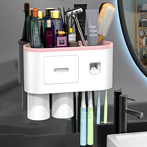 Wall-Mounted Toothbrush Holder with Toothpaste Dispenser