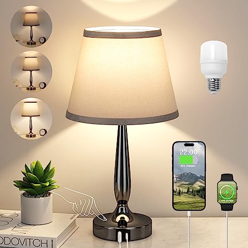 Small Touch Bedside Lamp with USB Ports