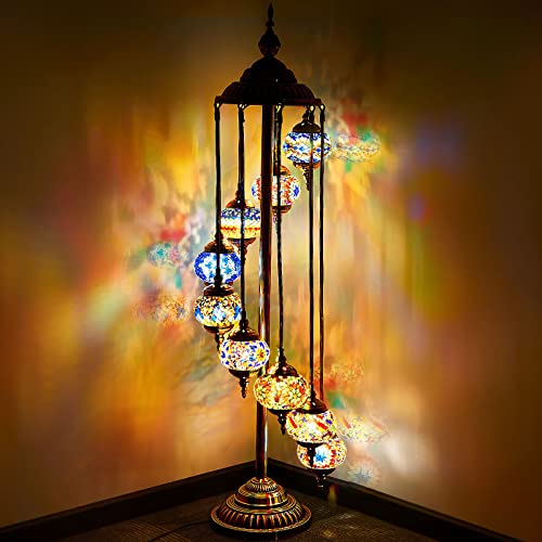 Bohemian Turkish Floor Lamp with 9 Globes