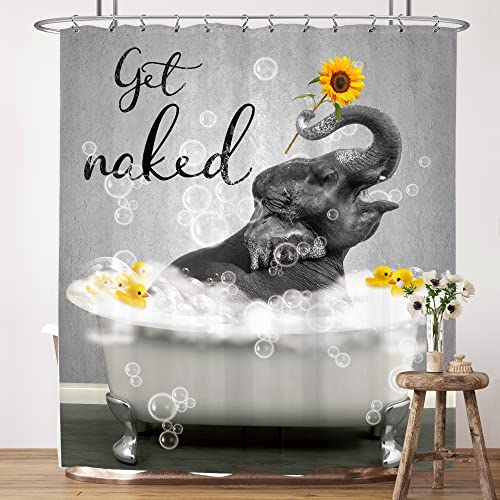 Funny Elephant Get Naked Shower Curtain