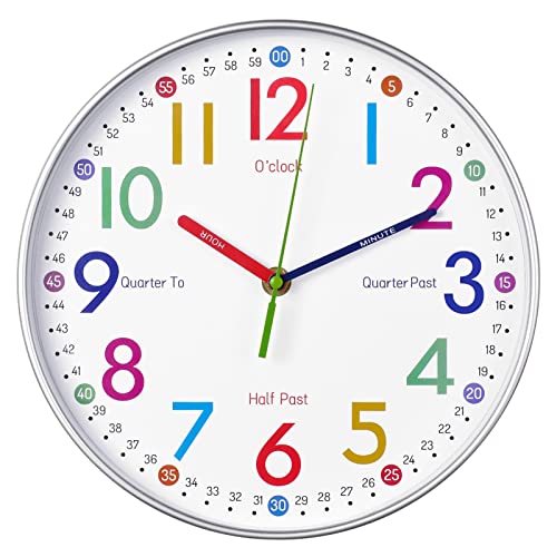 Colorful Wall Clock for Kids Learning to Tell Time