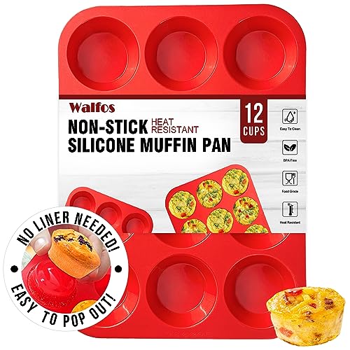 Walfos Silicone Whoopie Pie Baking Pans, 3 Pcs Non-Stick Muffin Top Pan.  Food Grade and BPA Free Silicone, Great for Muffin, Eggs, Tarts and More