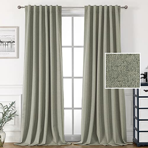 Blackout Faux Linen Curtains with Full Light Blocking