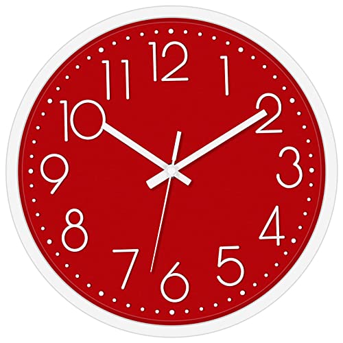 Red Wall Clock - Modern Analog Decorative Clock