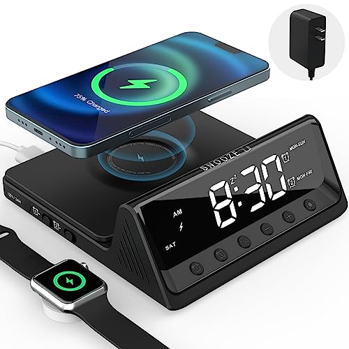 Versatile Loud Alarm Clock with Wireless Charging and More
