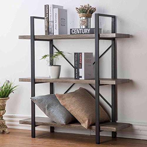 Rustic Gray 3 Tier Bookshelf