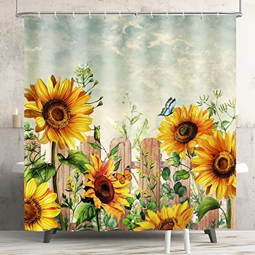 Lokigo Sunflower Farmhouse Shower Curtain