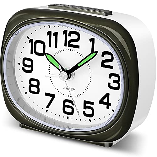 Non Ticking Battery Powered Simple Analogue Alarm Clock