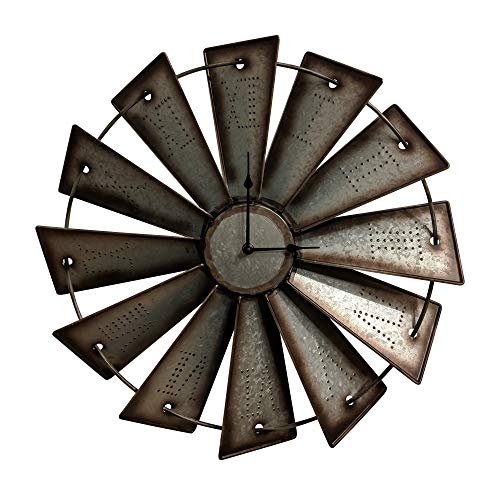 Rustic Farmhouse Metal Windmill Wall Clock