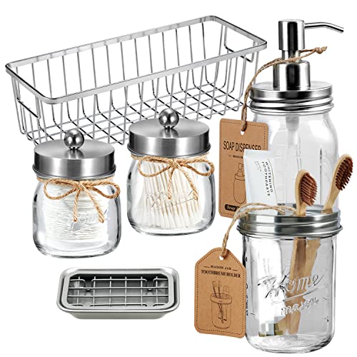 Mason Jar Bathroom Accessories Set