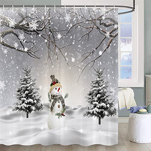 Christmas Snowman Shower Curtain Set