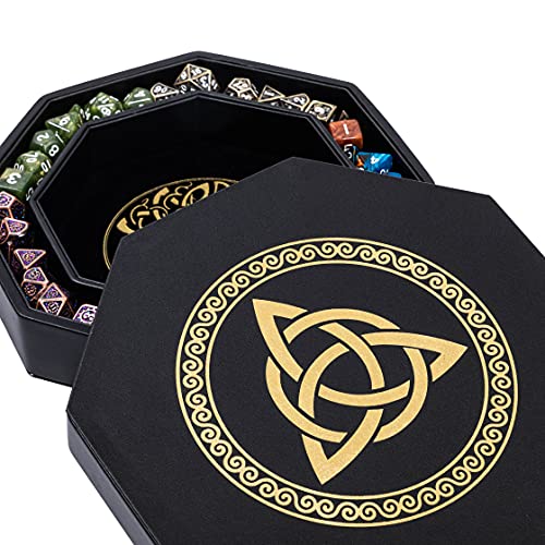 Premium 8 Inch DND Dice Tray with World Tree & Triquetra Design