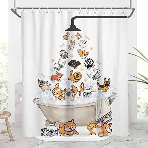 Cute Raining Dogs Shower Curtain for Kids