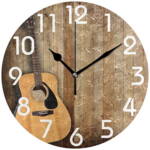 Naanle Wooden Board Guitar Wall Clock