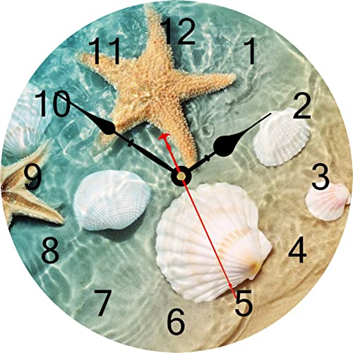 TAHEAT Beach Seashell Starfish Wall Clock