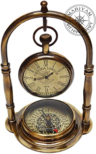 Nautical Clock Table Clock with Antique Pocket Watch