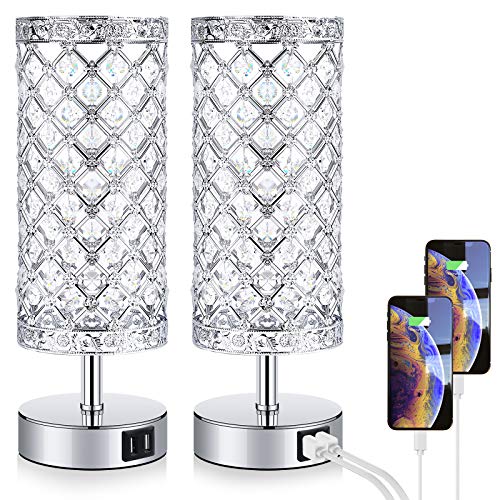 Crystal Decorative Lamp with USB Charging Ports