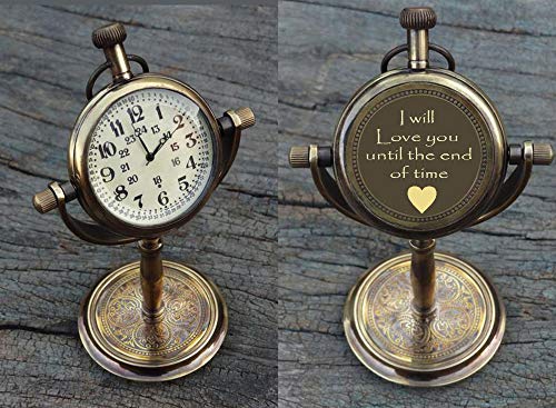 Engraved Antique Desk Clock - Table Watch