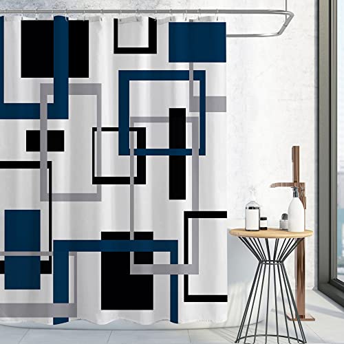 Navy Blue Geometric Shower Curtain